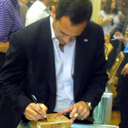 Jorge Autographs a Box of Family Reserve No. 46 Cigars for Charles S.