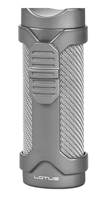 Lotus Armor Triple Torch Flame Cigar Lighter with Cigar Rest and Punch Cutter in Gunmetal Finish