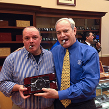 Tim's ticket won him a Diamond Crown Windsor crystal and wood cigar ashtray.  Not too shabby!