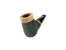 Caminetto Pipe No. 2228 - Rusticated Green Grade 08 37 (AT) w/Olivewood (Sitter)