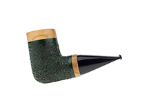 Caminetto Pipe No. 2228 - Rusticated Green Grade 08 37 (AT) w/Olivewood (Sitter)