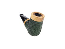 Caminetto Pipe No. 2228 - Rusticated Green Grade 08 37 (AT) w/Olivewood (Sitter)