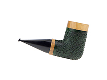 Caminetto Pipe No. 2228 - Rusticated Green Grade 08 37 (AT) w/Olivewood (Sitter)