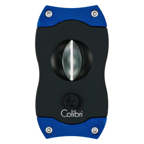 Colibri V-Cut Cigar Cutter - Black Rubber and Blue