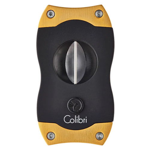 Colibri V-Cut Cigar Cutter - Black Rubber and Gold