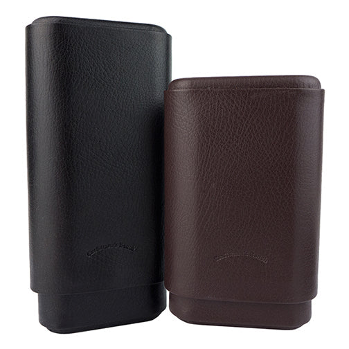 Craftsmans Bench Black Pebble Grain Leather 3-Finger Robusto Cigar Case - 60 Ring Gauge