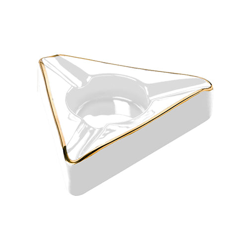 Craftsman's Bench Trident Cigar Ashtray - White w/ Gold Trim