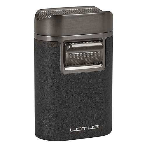 Lotus Brawn Quad Torch Flame Cigar Lighter - Crackle Black & Gunmetal Finish
