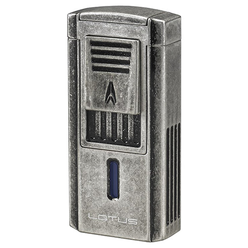 Lotus Duke V Triple Torch Flame Cigar Lighter/Cutter Combo - Antique Pewter Finish