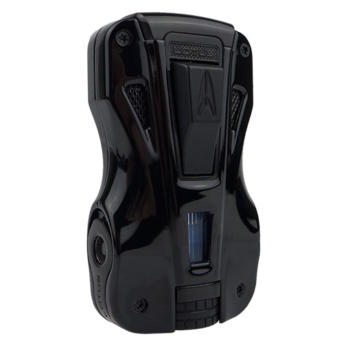 Lotus GT Twin Torch Flame Cigar Lighter with Punches - Black