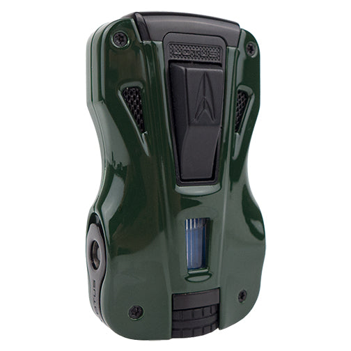 Lotus GT Twin Torch Flame Cigar Lighter with Punches - Green and Black