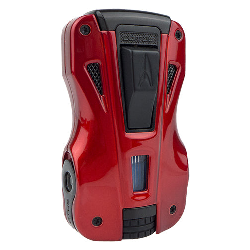 Lotus GT Twin Torch Flame Cigar Lighter with Punches - Red and Black