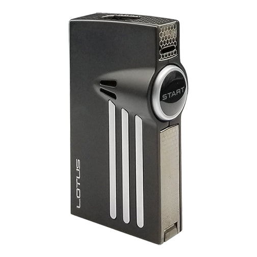 Lotus L52 Orion Twin Torch Flame Cigar Lighter with Punch - Black & Chrome