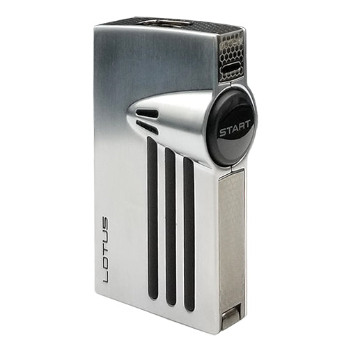 Lotus L52 Orion Twin Torch Flame Cigar Lighter with Punch - Chrome & Black