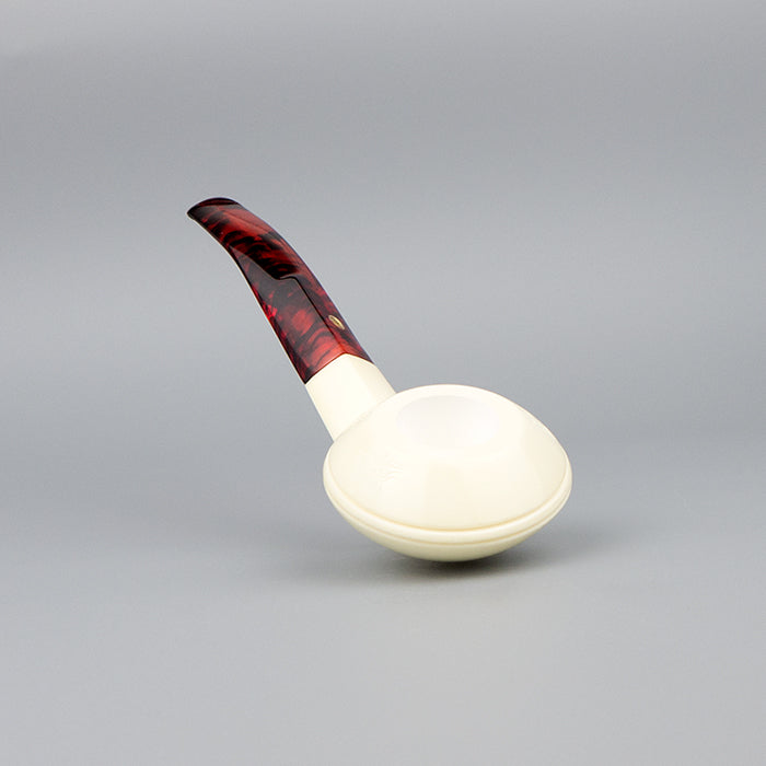SMS Meerschaum Pipe No. 103-SBUS-1 - Smooth Squat Bulldog
  with Spot Carvings on Rim