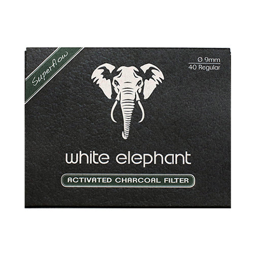 White Elephant Activated Charcoal 9mm Filters - Box of 40 Filters
